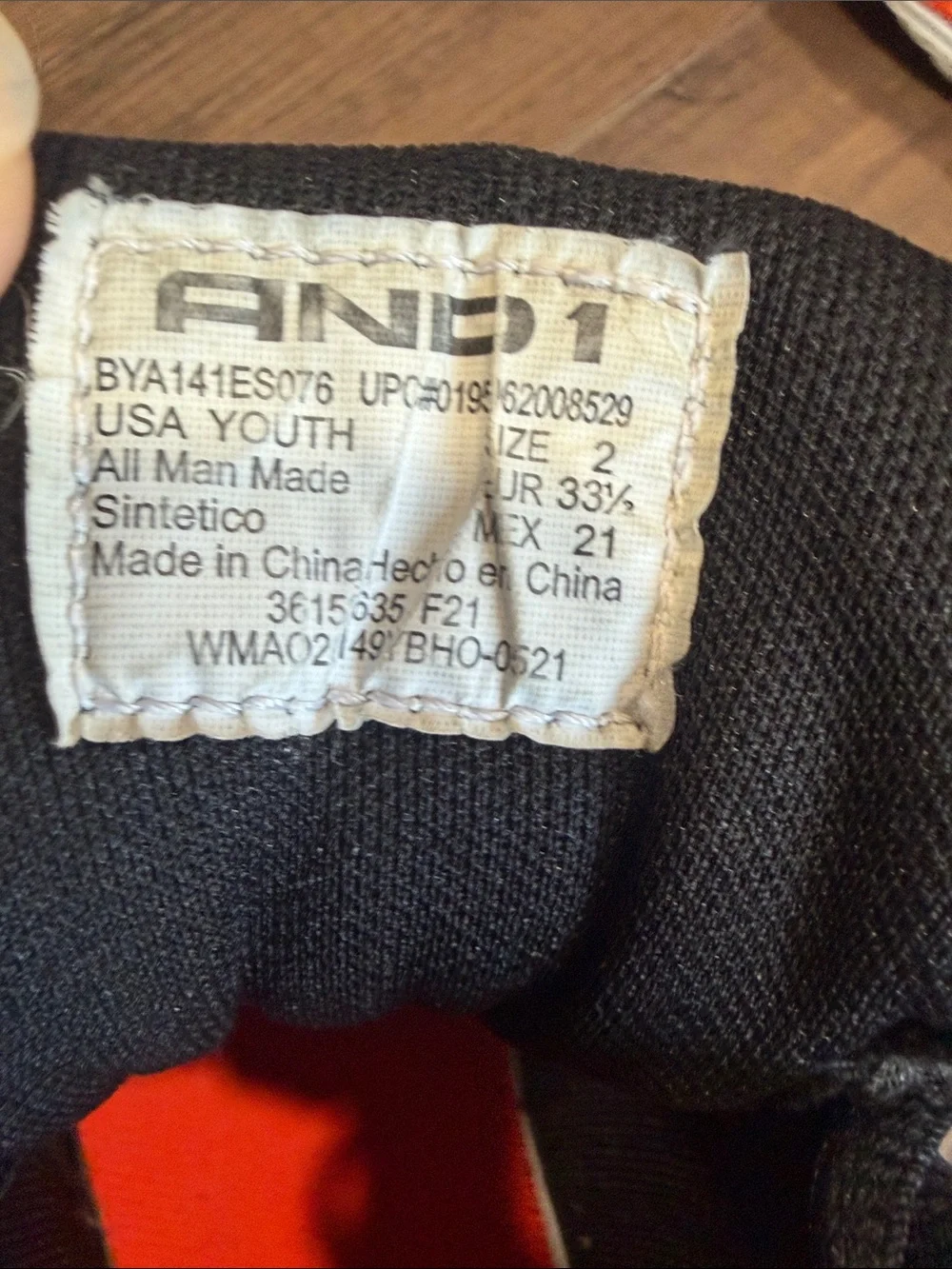 And1 Black and Orange Kids' High-Top Sneakers